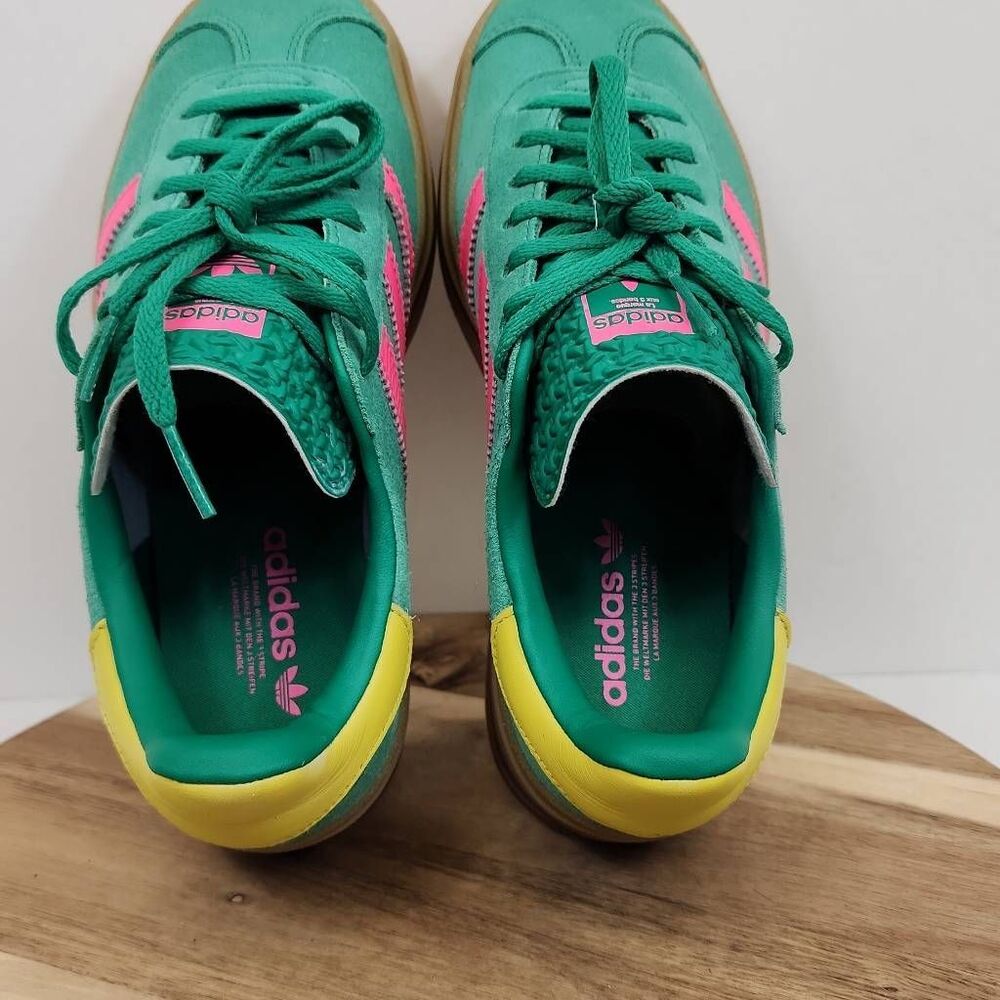adidas Gazelle Bold Athletic Shoe - Court Green / Lucid Pink Womens Size 6 - Picture 9 of 11